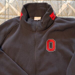 Black Fleece Jacket with Red Logo